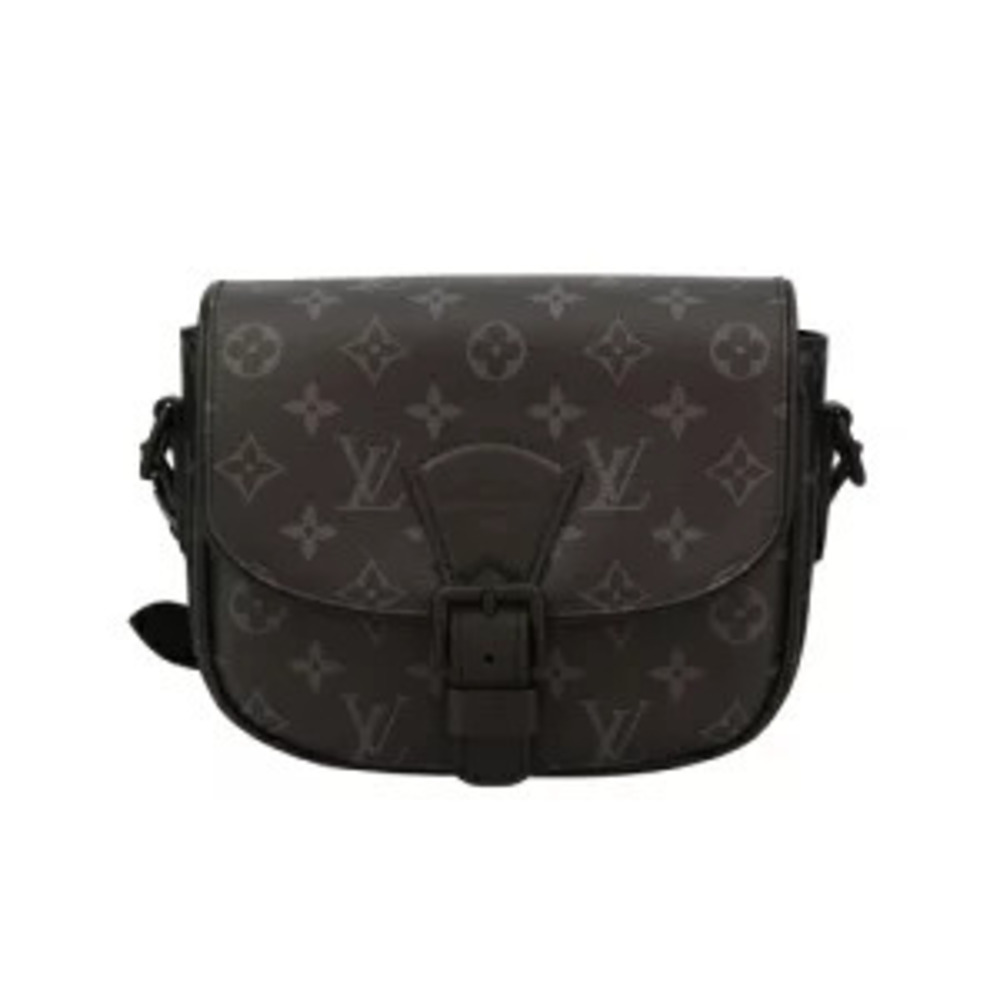 Louis Vuitton Monogram Eclipse Black Montsouris Messenger Shoulder Bag Brown